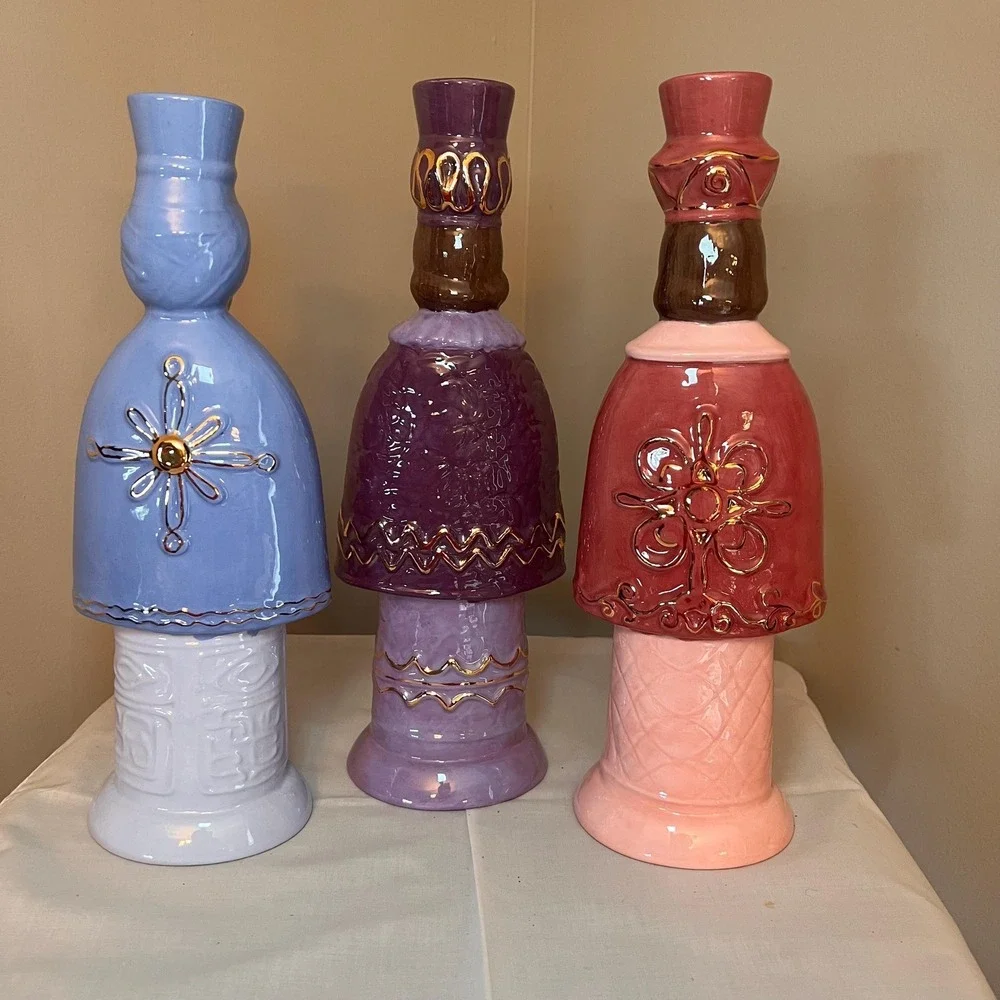 Vintage Ceramic Three Wise Men Nativity Set 3 Pastel Christmas Magi 12" - Picture 6 of 10
